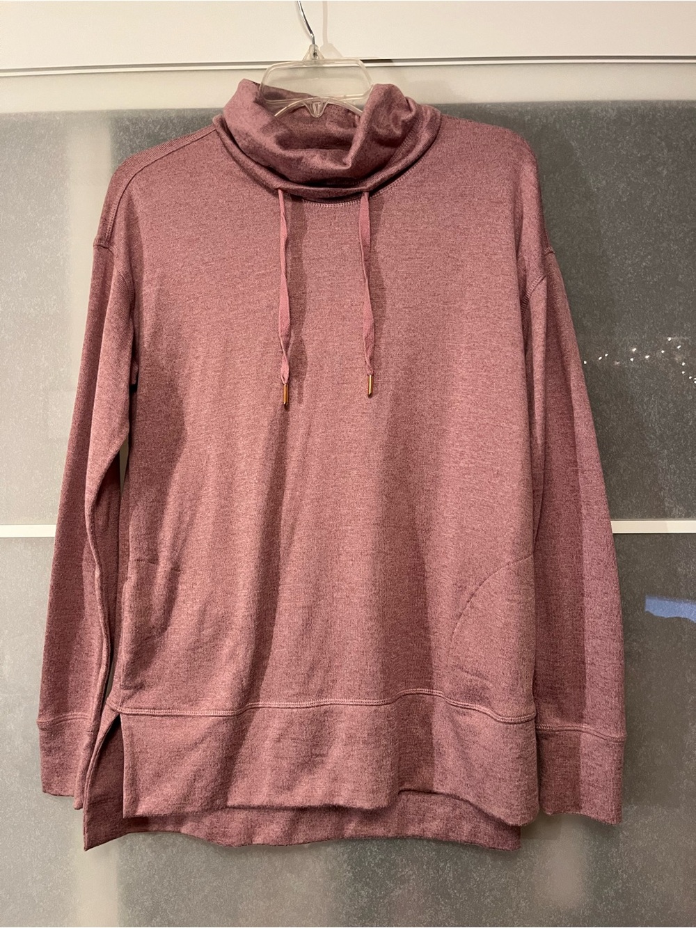 Cozy Mauve Drawstring Cowl Neck Sweatshirt